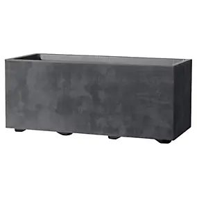 Jardinière muret plastique gris anthracite 59 x 25 cm avec réserve d'eau Deroma