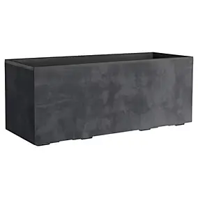 Jardinière plastique gris anthracite 99 x 39 cm avec réserve d'eau