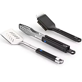 3 ustensiles pour barbecue en acier inoxydable Napoleon Travel avec pochette de transport