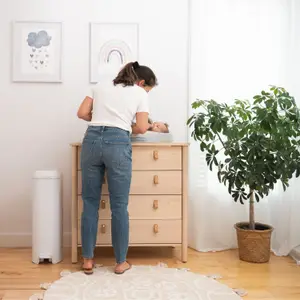 Poubelle à couches Platinium Blanche avec recharge