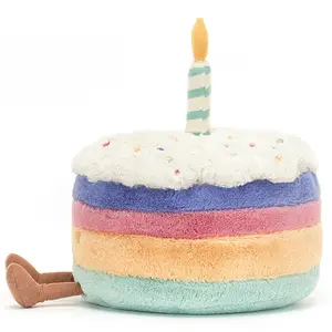 Peluche Amuseable Gâteau d'anniversaire arc-en-ciel (26 cm)