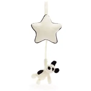 Peluche musicale Chien noir et crème (30 cm)