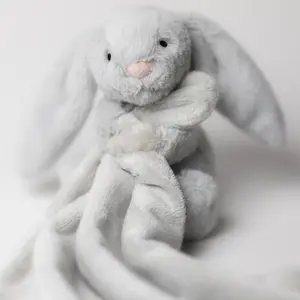 Doudou plat Bashful Lapin Silver (34 cm)