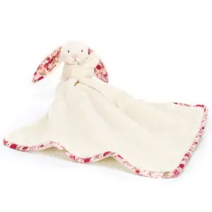 Doudou plat Lapin en fleurs Cream
