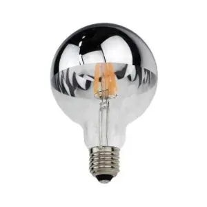 Ampoule LED E27 Filament 4W G95 Reflet Argent - Blanc Chaud 2300K - 3500K