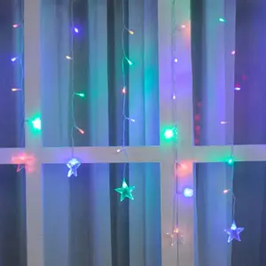 Guirlande LED Rideaux avec Etoiles 220V 2M IP44 100 LED - Multicolore (+transfo)