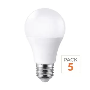 Ampoule LED E27 9W 220V A60 180° - Pack de 5 - Blanc Neutre 4000K - 5500K