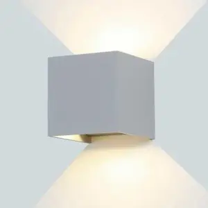 Applique Murale Grise LED 12W IP54 Carré - Blanc Neutre 4000K - 5500K