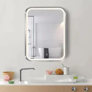 Miroir LED Rectangulaire 35W 60x80cm avec Interrupteur Tactile Cadre Alu pour Salle de Bain