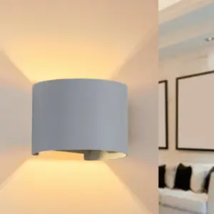 Applique Murale Grise LED 6W IP54 Arrondie - Blanc Neutre 4000K - 5500K