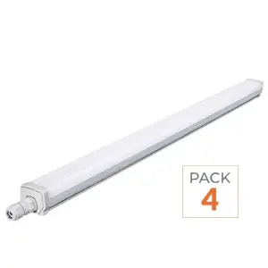 Pack de 4 - Réglette LED étanche 120cm 36W IP65 Interconnectable - Blanc Froid 6000K - 8000K