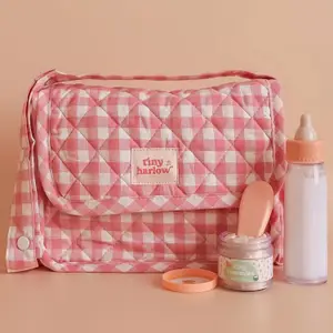 Sac à langer pour poupée avec accessoires Vichy