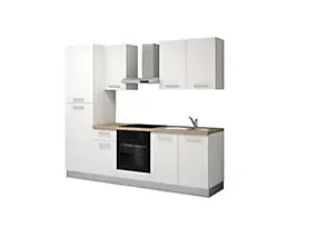 Cuisine complète montée avec électroménager L.255 cm blanche, All In Monica