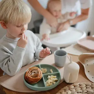 Assiette à compartiments en silicone avec ventouse Cambridge blue