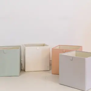 Cube de rangement en tissu recyclé Uni gris clair