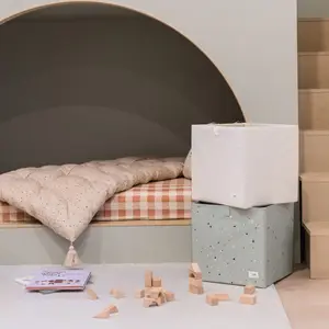 Cube de rangement en tissu recyclé Uni crème