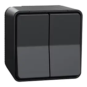 Interrupteur double va-et-vient étanche complet saillie Schneider Electric Mureva Styl anthracite