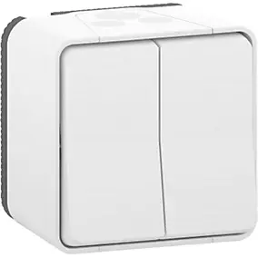 Interrupteur double va-et-vient étanche complet saillie Schneider Electric Mureva Styl blanc