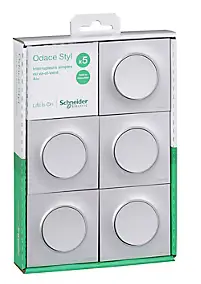 Interrupteur va-et-vient complet Schneider Electric Odace aluminium, lot de 5