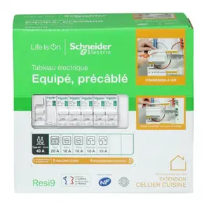Tableau électrique précâblé 1 rangée 13 modules 5 disjoncteurs NF