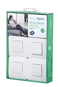 Interrupteur va-et-vient complet Schneider Electric Unica Déco blanc, lot de 4