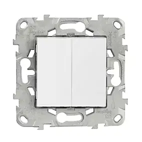 Interrupteur double poussoir 10A Schneider Electric Unica Déco blanc