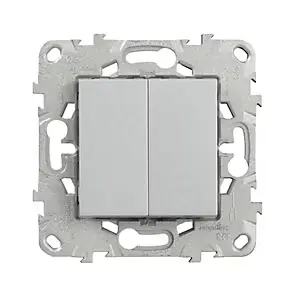 Interrupteur double poussoir 10A Schneider Electric Unica Déco aluminium