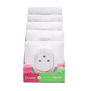 Lot de 5 prises 2P+T affleur blanche "OVALIS"