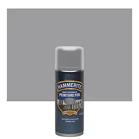 Bombe de peinture métal extérieur direct sur rouille gris argenté effet martelé Hammerite 400 ml