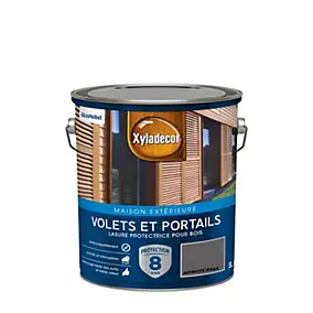 Lasure bois extérieur volets et portails gris anthracite satin Xyladecor 5 L