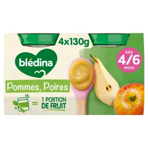 BLEDINA Petit pot pommes poires dès 4/6 mois 4x130g