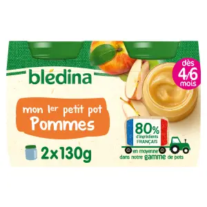 BLEDINA Petit pot dessert pommes dès 4 à 6 mois 2x130g