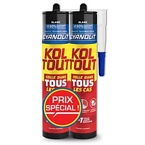 Colle Cyanolit Koltout blanc – lot de 2 cartouches 290 ml