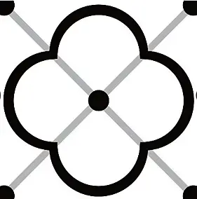 6 carreaux adhésifs motif grande fleur noire et blanche L.15 x H.15 x l.0,4cm