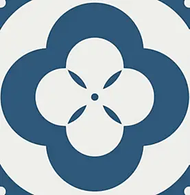 6 carreaux adhésifs motif fleur bleue blanche L.15 x H.15 x l.0,4cm