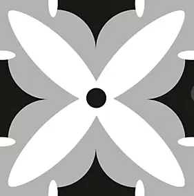 8 carreaux adhésifs motif fleur noire L.10 x H.10 x l.0,4cm