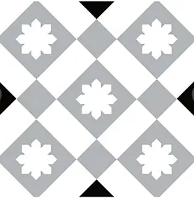 8 carreaux adhésifs motif fleur blanche sur fond gris L.10 x H.10 x l.0,4cm