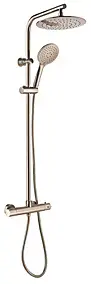 Colonne de douche thermostatique avec pommeau + douchette 3 jets + flexible + barre réglable, inox brossé, Edouard Rousseau Full inox