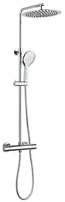 Colonne de douche thermostatique avec pommeau + douchette 3 jets + flexible + barre réglable, chrome, Edouard Rousseau Akame