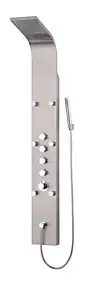 Colonne de douche hydromassante mécanique avec pommeau + douchette 1 jet + flexible, gris inox, Edouard Rousseau Orys