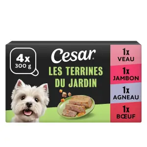 CESAR Les terrines du jardin assortiment barquettes 4 variétés pour chien 4x300g