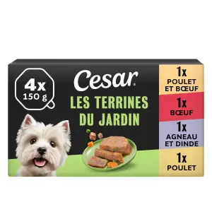 CESAR Les terrines du jardin assortiment barquettes 4 variétés pour chien 4x150g