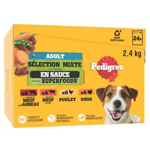 PEDIGREE Sachets repas pâtée en sauce viandes légumes pour chien 24 sachets 24x100g