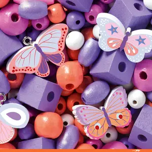 450 perles en bois Papillons