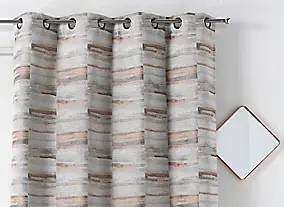 Rideau tamisant à œillets velours chenillé Etretat beige l.135 x H.260cm Linder