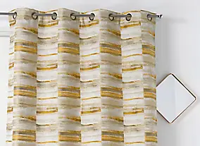 Rideau tamisant à œillets velours chenillé Etretat jaune l.135 x H.260cm Linder