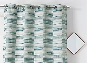 Rideau tamisant à œillets velours chenillé Etretat bleu l.135 x H.260cm Linder