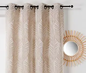 Rideau tamisant à œillets Tasmanie beige lin l.140 x H.240cm Linder