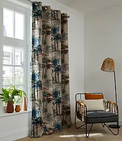 Rideau tamisant à oeillets Nil imprimé tropical multicouleurs l.145 x H.260cm Linder