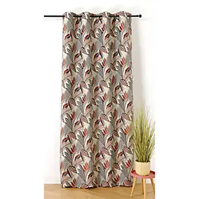 Rideau tamisant à oeillets Eden feuillage orange l.140 x H.250cm Linder